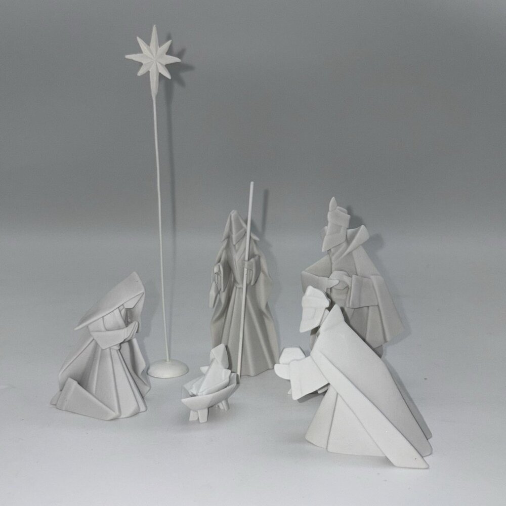 7 Piece, 2009 Origami Porcelain Nativity Set, One Hundred 80 Degrees, Incomplete